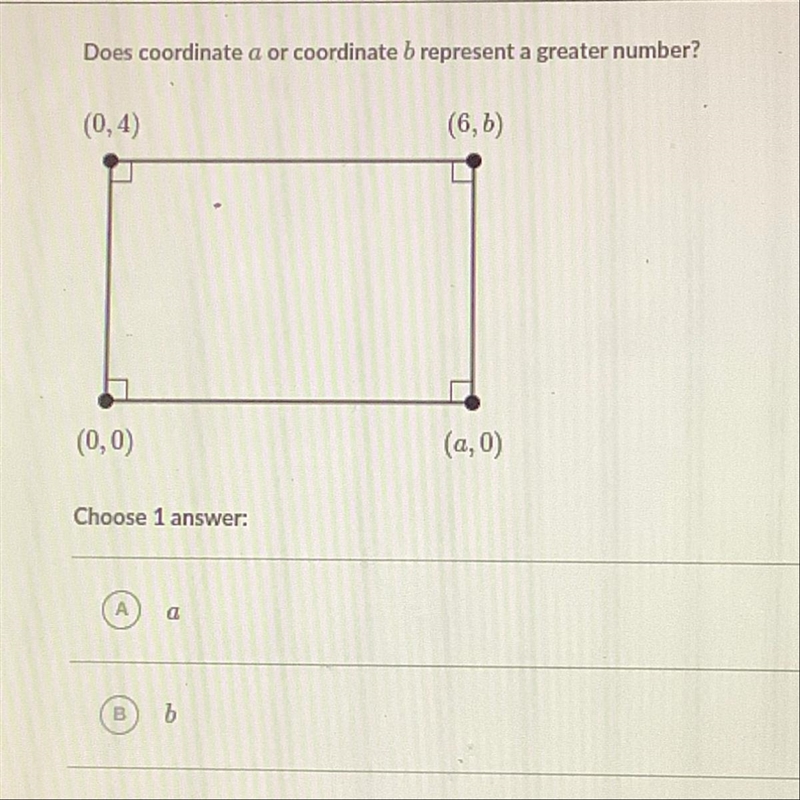 Pls help ASAP if you can Does coordinate a or coordinate b represent a greater number-example-1