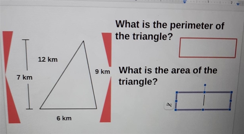 Please helppp!!! what is the perimeter of the triangle? what is the area or the triangle-example-1