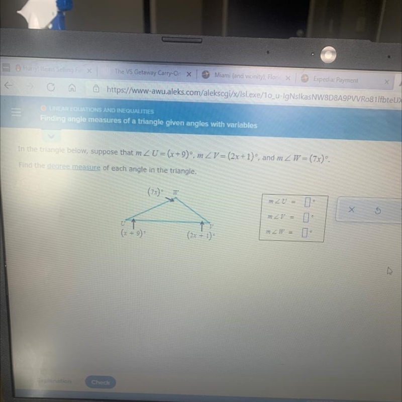 CEOLATIONS AND INEQUALITIES Finding angle measures of a triangle given angles with-example-1