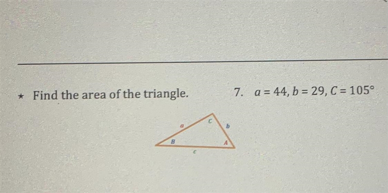 Find the area of the triangle with the given-example-1