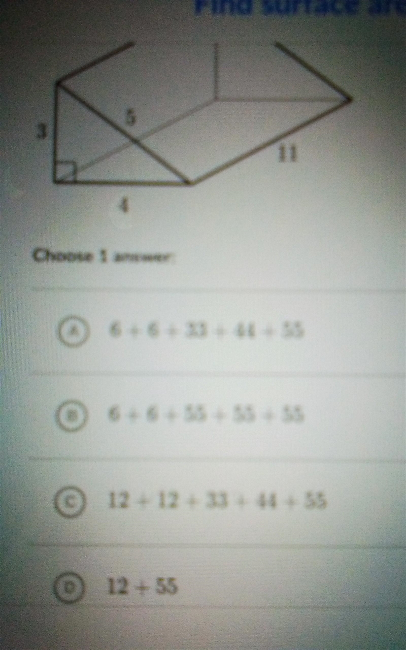 which expression can be used to find the surface area of the following triangular-example-1