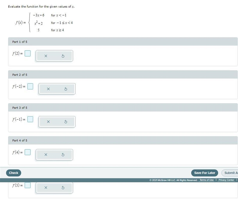 Evaluate the function for the given values of x.-example-1