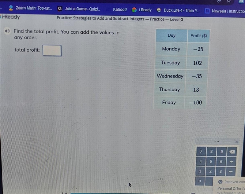 Find the total profit. You can add the values in any order. total profit____​-example-1