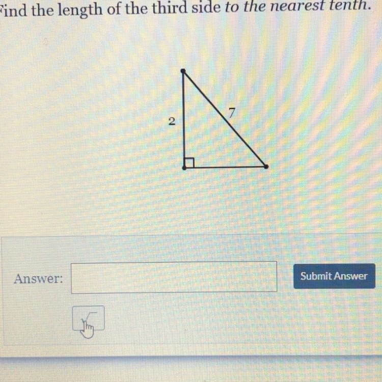 Find the length of the third side to the nearest tenth. Need help hurry!!-example-1