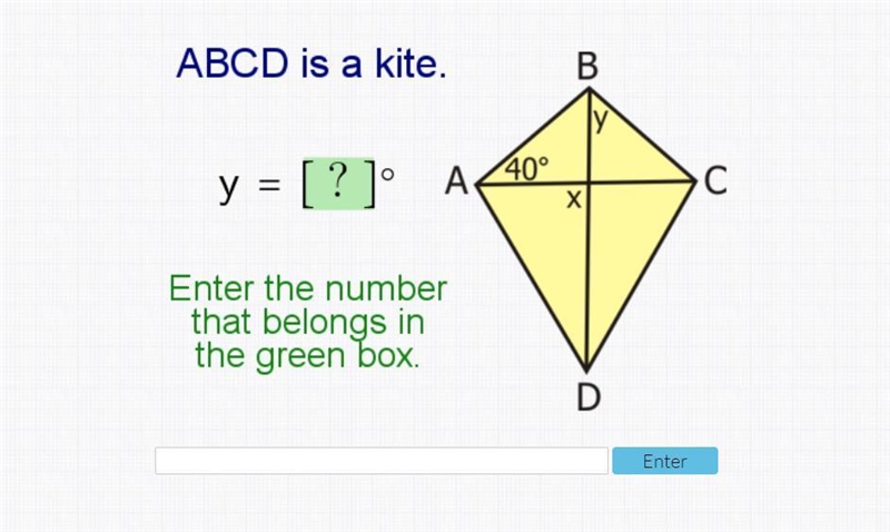 ABCD is a kite, find the value of y-example-1