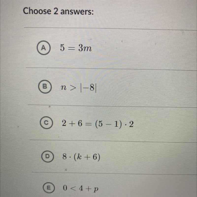 Which of the following phrases are equations?-example-1