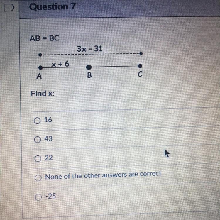 AB=BC Find x: thank you ❤️-example-1