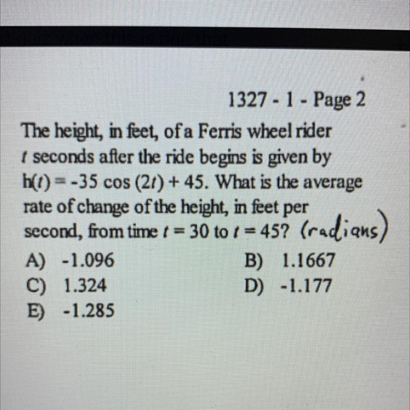 the height, in feet, of Ferris wheel rider t seconds after the ride begins is given-example-1