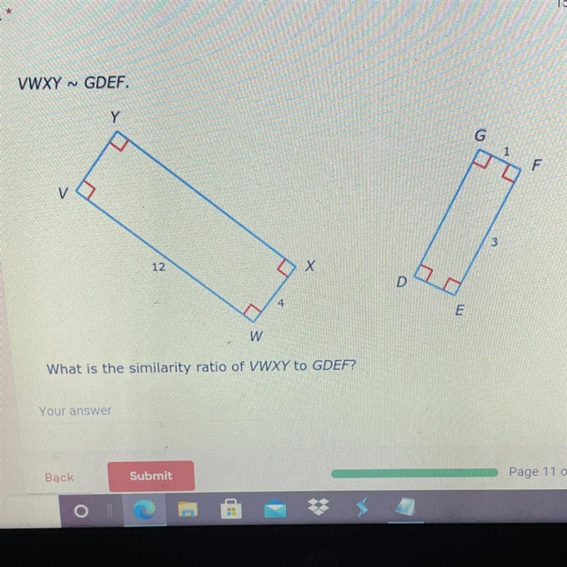 Please answer test ! What is the similarity ratio of VWXY to GDEF? Your answer-example-1