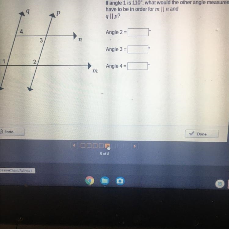 If angle 1 is 110°, what would the other angle measures have to be in order for m-example-1