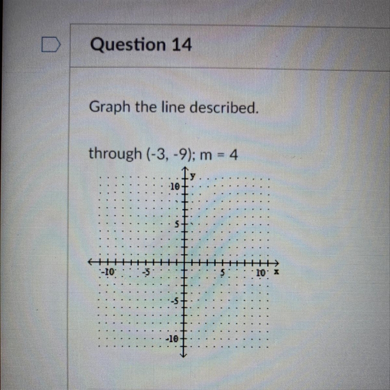 Graph the line described. through (-3,-9); m = 4-example-1