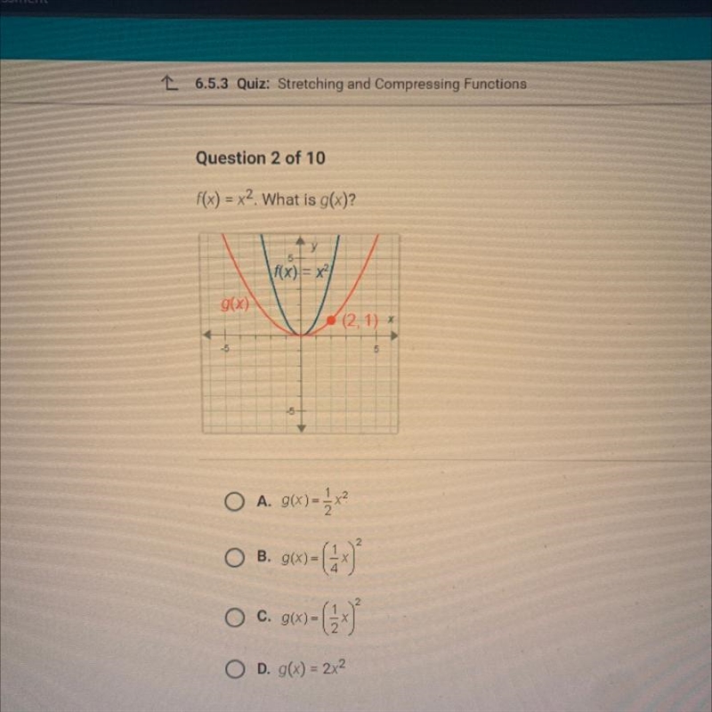 F(x) = х2. What is g(x)?-example-1