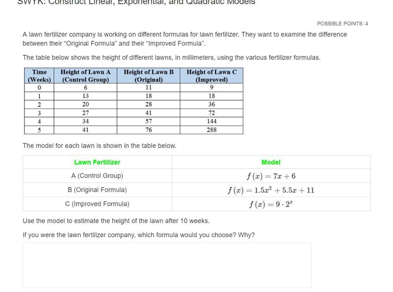 A lawn fertilizer company is working on different formulas for lawn fertilizer. They-example-1