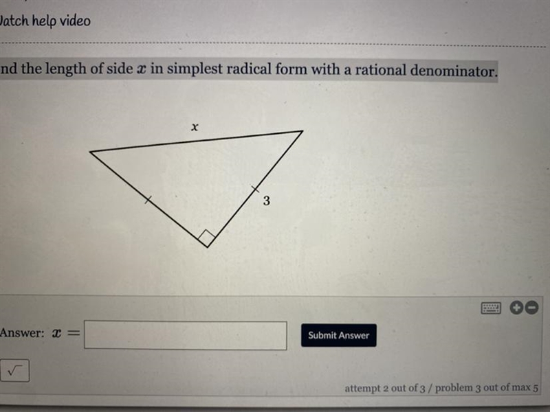 Find the length of side x in-example-1