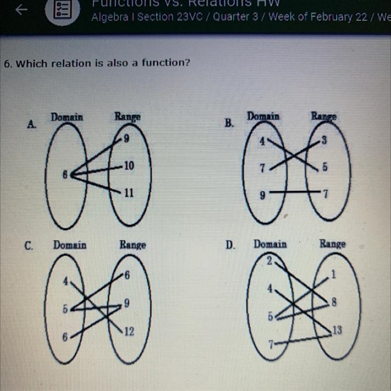 Which relation is also a function? A B C D-example-1