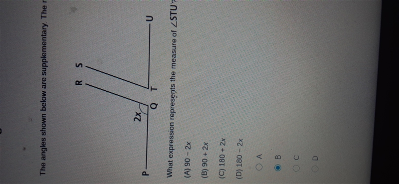 The angle shown below are supplementary. The measure of-example-1