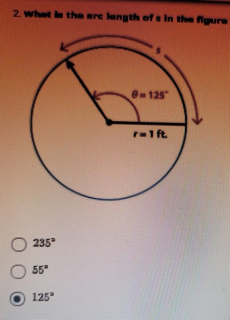 What is the arc length of s in the figure below​-example-1