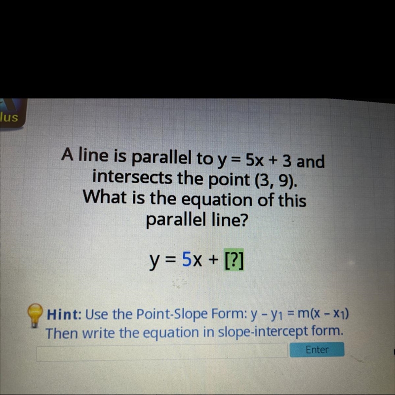 What is the equation of this parallel line?-example-1