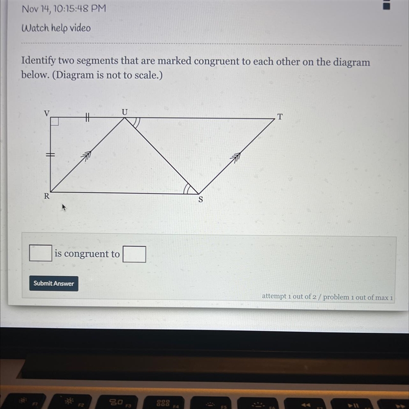 IDENTIFY TWO SEGMENTS THAT AR MARKED CONGRUENT TO EACH OTHER PLEASE HELP.-example-1