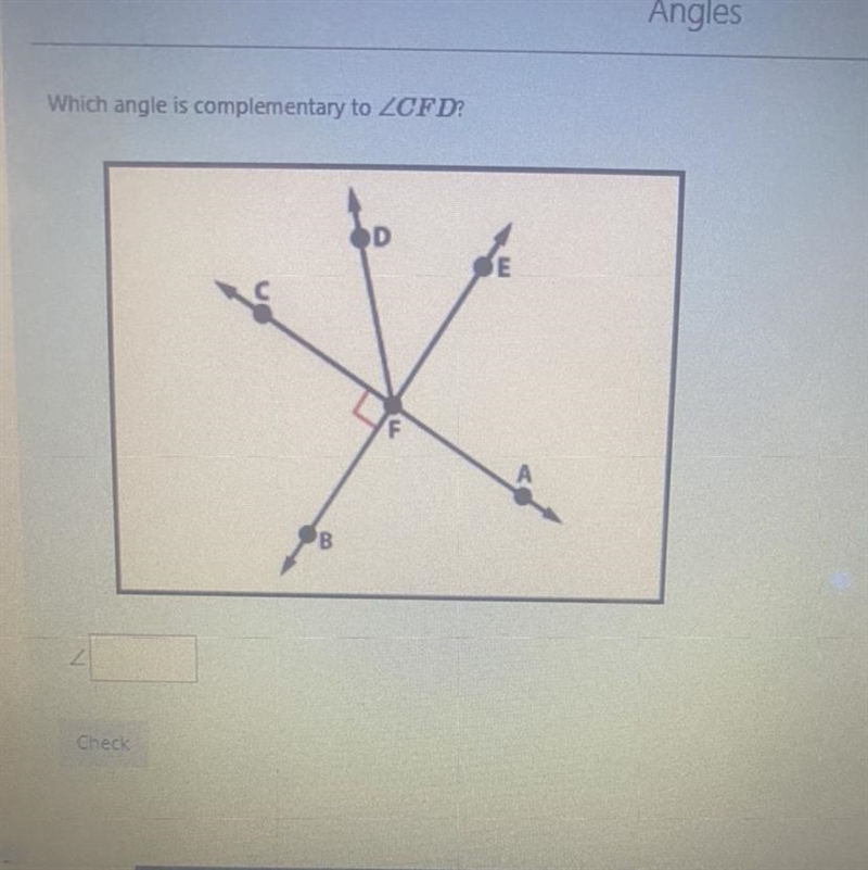 Which angle is complementary to angle CFD ?-example-1