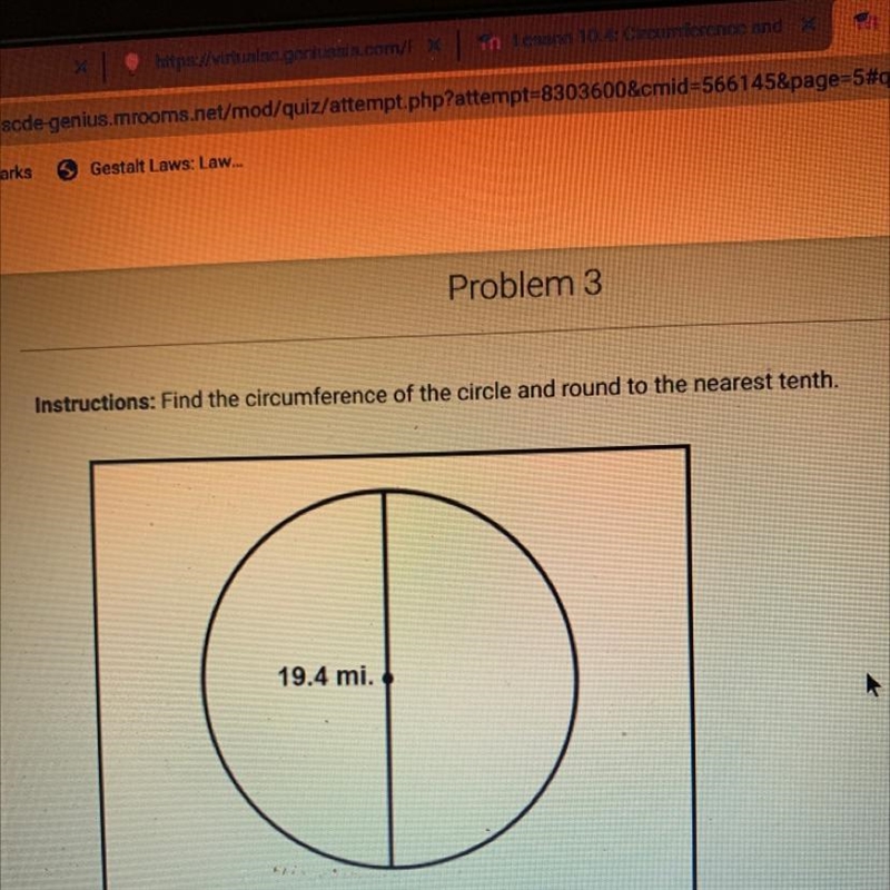 Find the circumference of the circle and round to the nearest tenth-example-1