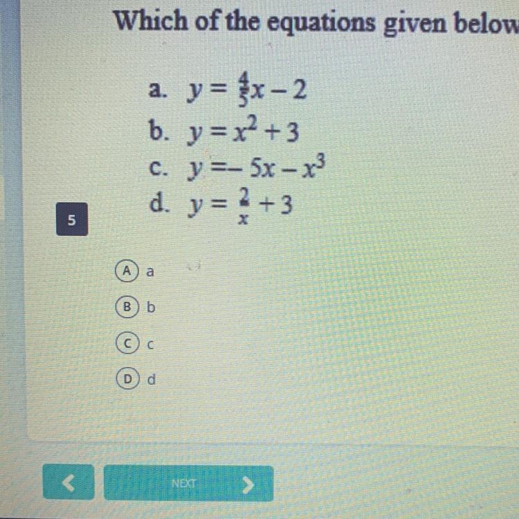 Which of the equations given below would generate a straight line? Help :)-example-1