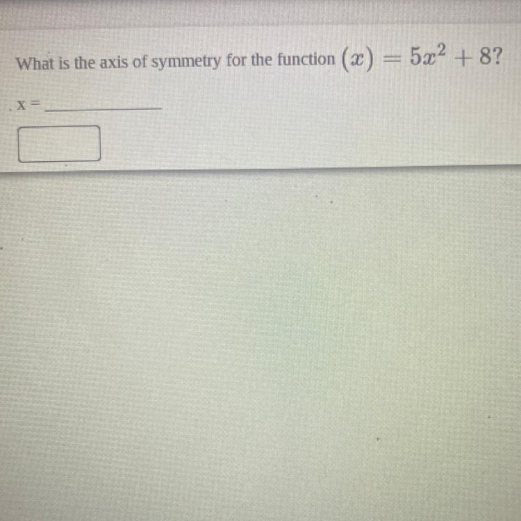 What is the axis of symmetry for the function (x)=5x^2+8?-example-1