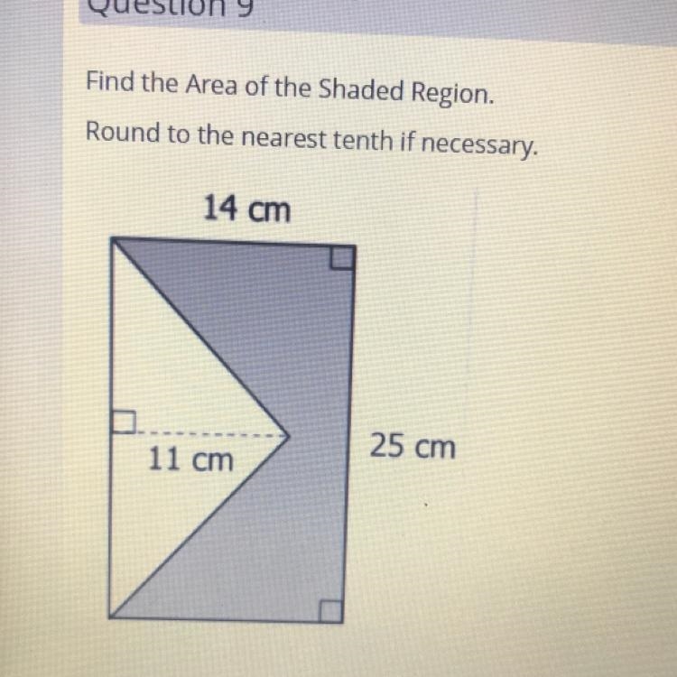 Find the Area of the Shaded Region. Round to the nearest tenth if necessary. 14 cm-example-1