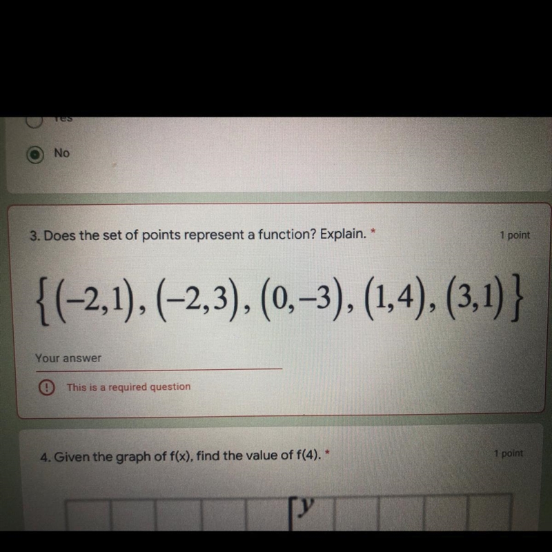 HELPPP PLEASE ITS DUE TODAY!!! Does the set of points represent a function? Explain-example-1