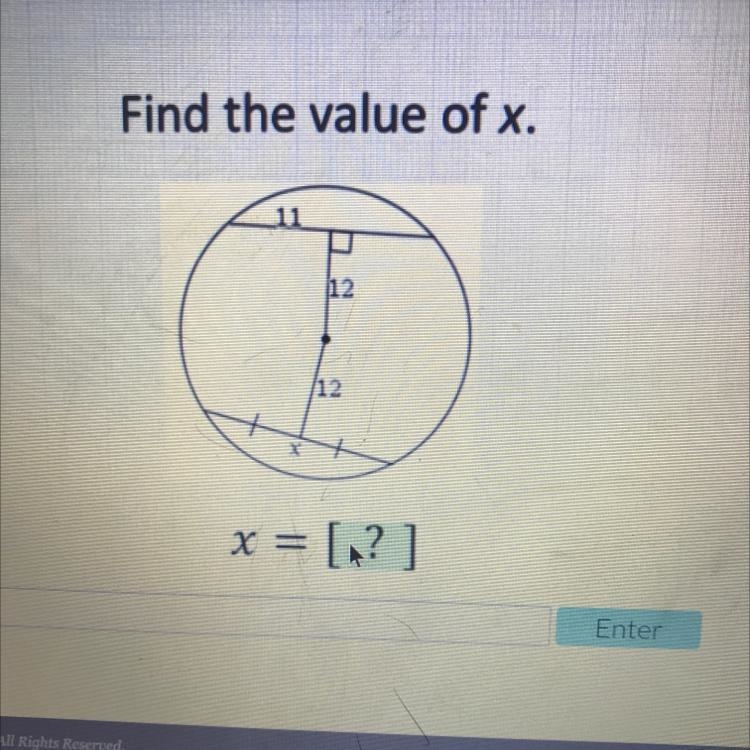 Find the value of x. 12 12 x = [?]-example-1