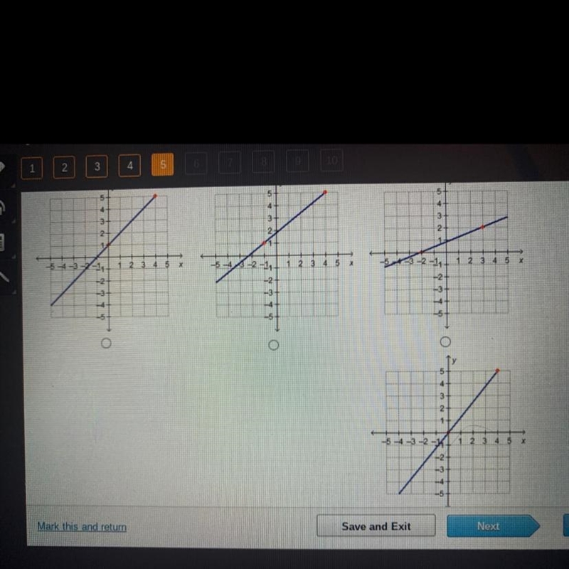 Which graph has a slope of 4/5?-example-1