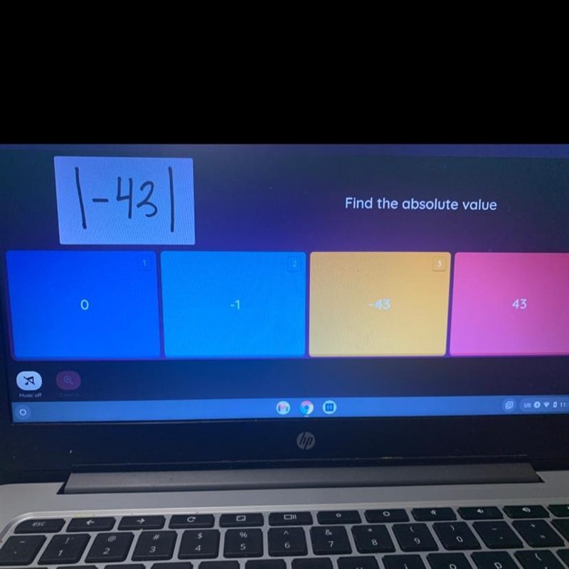 Il 11 1-42 Find the absolute value for |-43| -1 0 43 -43-example-1