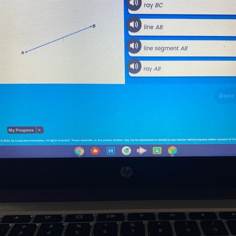 1) Click on the name of the figure. ray BC B line AB line segment AB A ray AB​-example-1