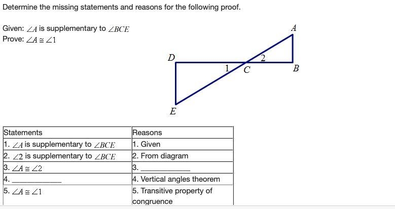 Determine the missing statements and reasons for the following proof.-example-1