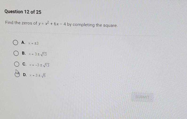 Find the zeros of y=x^2+6x-4 by completing the square​-example-1