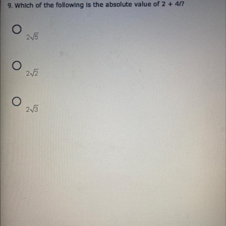 Which of the following is the absolute value of 2+4i?-example-1