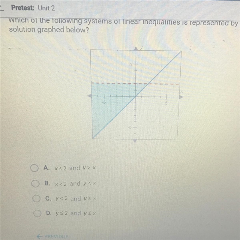 Which of the following systems of linear inequalities is represented by the solution-example-1