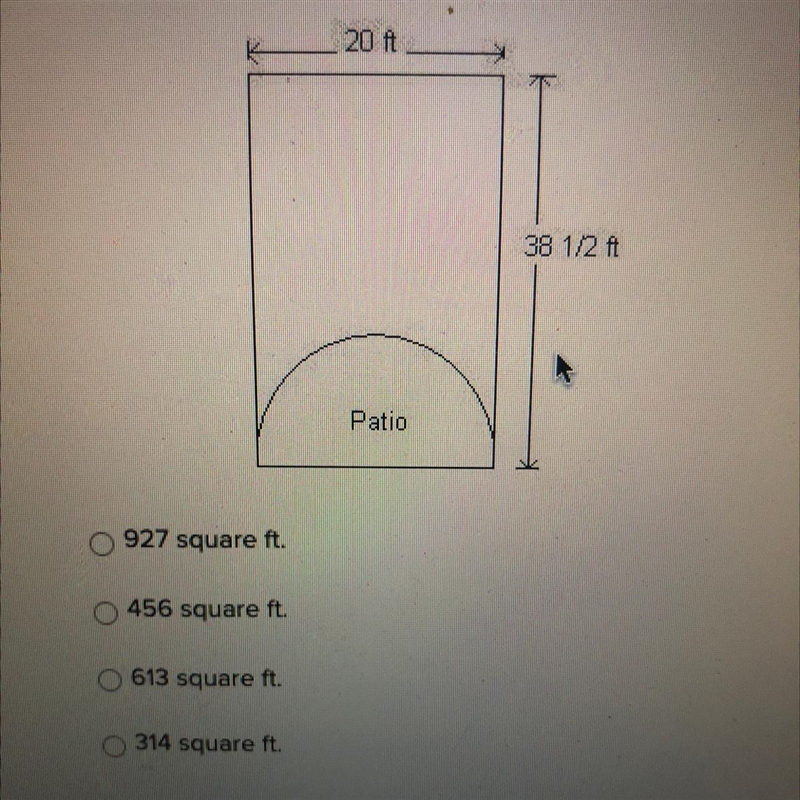 The patio at the back of the house is to be extended into the backyard in a semi-circle-example-1