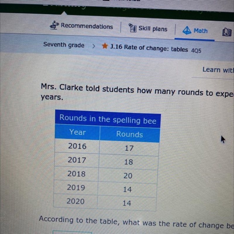 Mrs.clarke told how many browns to expect in the spelling bee based on previous years-example-1