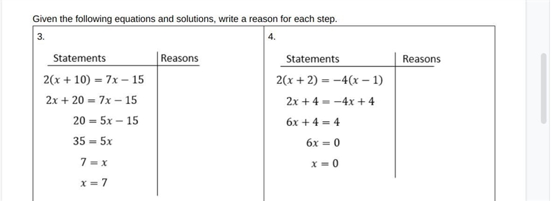 Please help me !!!! Given the following equations and solutions, write a reason for-example-1