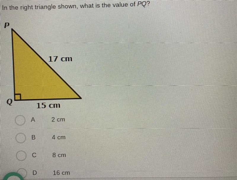 HELP PLEASE!!! (Look at the picture) In the right triangle shown, what is the value-example-1