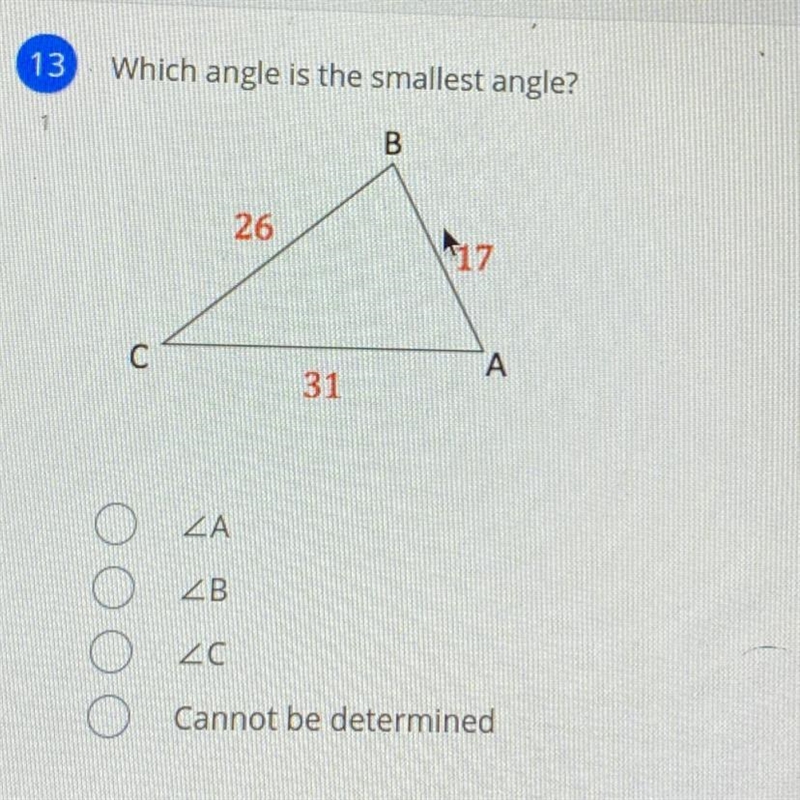 Which angle is the smallest angle-example-1