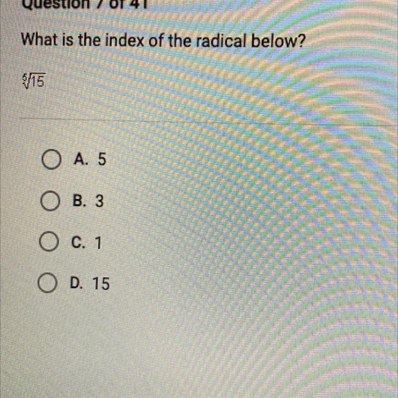 What is the index of the radical below?-example-1