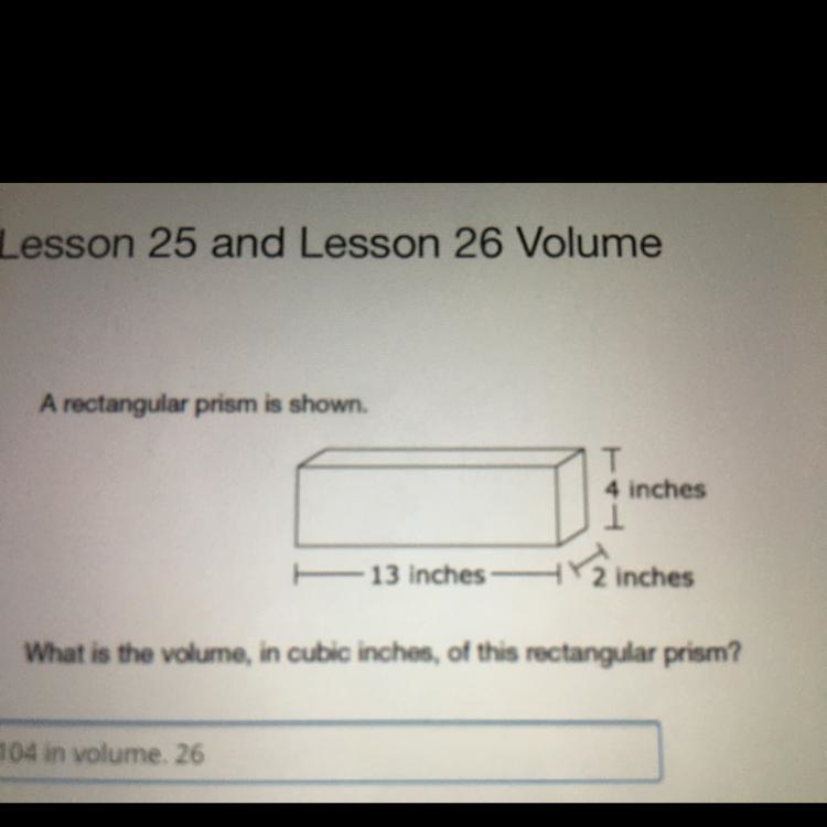 A rectangular prism is shown. What is the volume, in cubic inches, of this rectangular-example-1