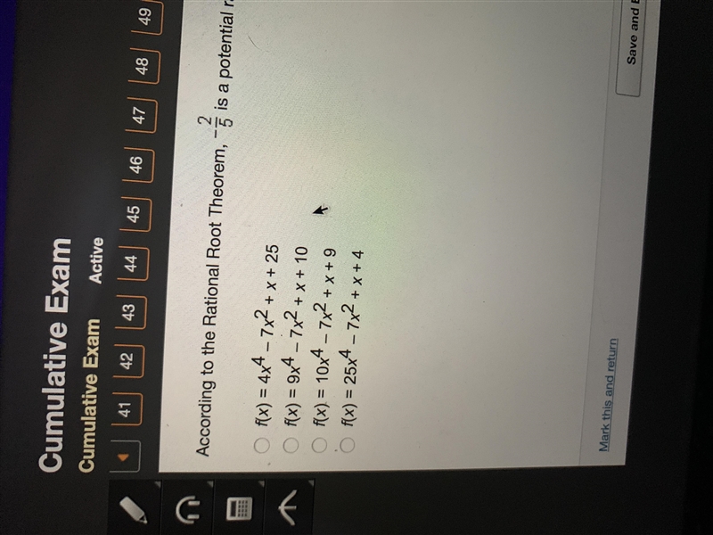 HELP PLS!! according to the rational root theorem, -2/5 is a potential rational root-example-1