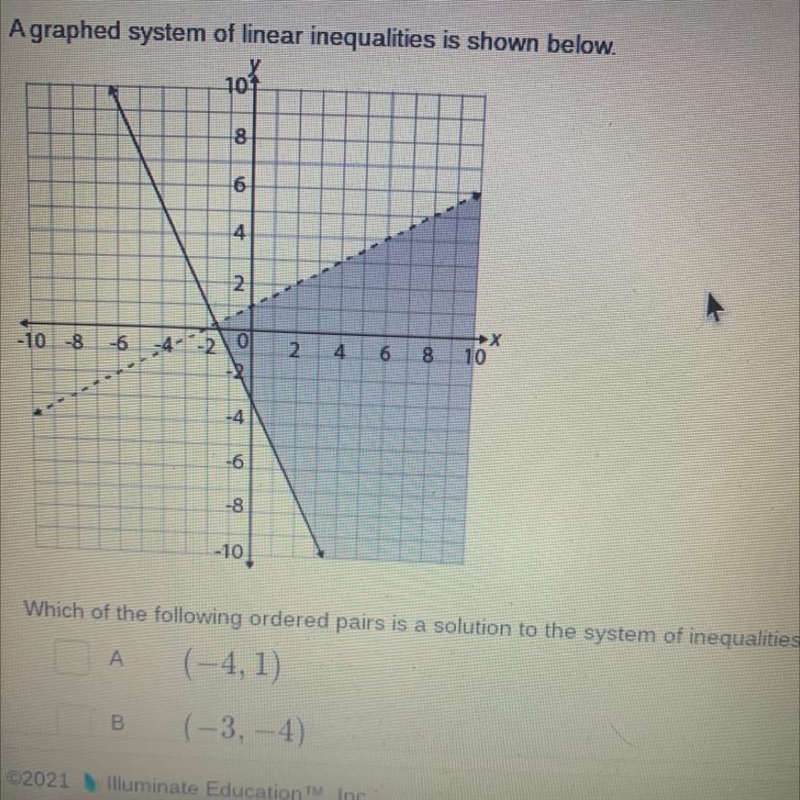 Please help asap!! Which of the following ordered pairs is a solution to the system-example-1