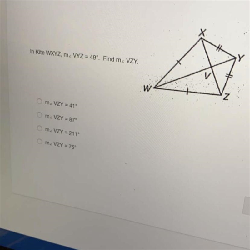 Find the answer of m< VZY-example-1