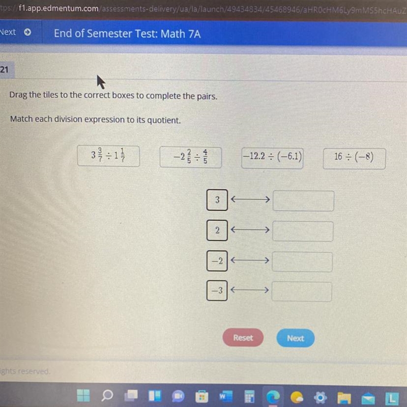 HELP ASAP Match each division expression to its quotient.-example-1