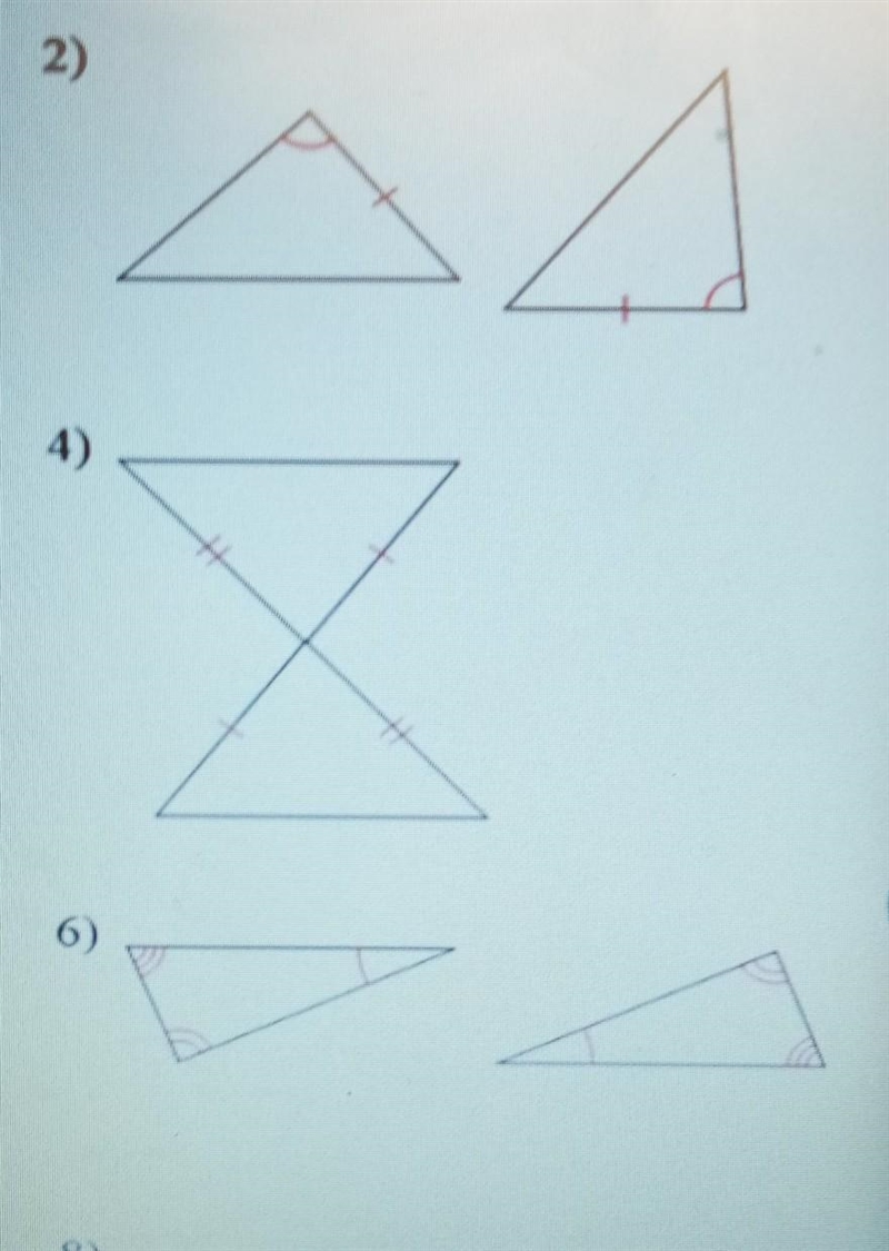 Determine if the two triangles are congruent. If they are, State how you know. NO-example-1