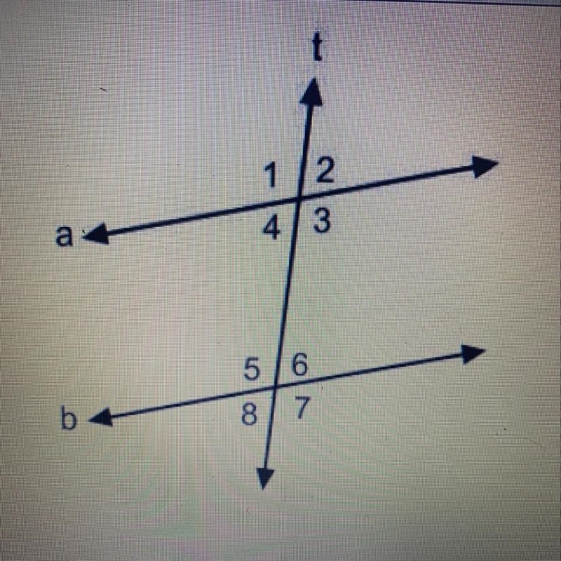 Using the image above, if lines a and b are parallel and angle 6 is 40 degrees list-example-1